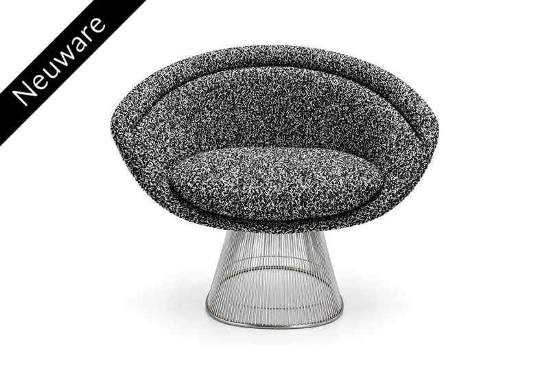 Knoll International Platner Lounge Chair Stoff / Schwarz / Weiß