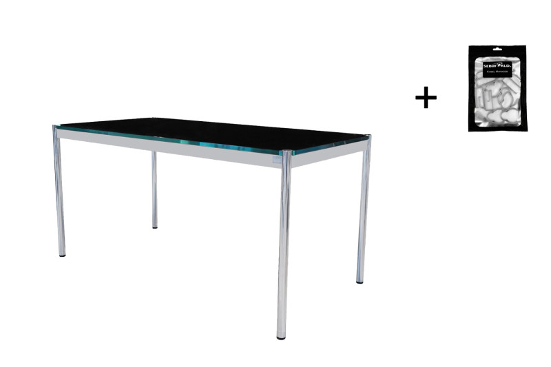 USM Haller Schreibtisch Glas / Schwarz 150 x 75 cm