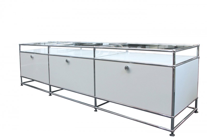 Usm Haller Tv Board Lowboard With Glass Shelves Pure White Ral 9010 Tv Boards Usm Haller Design Classics English