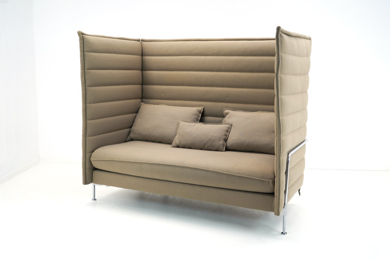 Vitra Alcove Highback Two-Seater Stoff / Hellbraun
