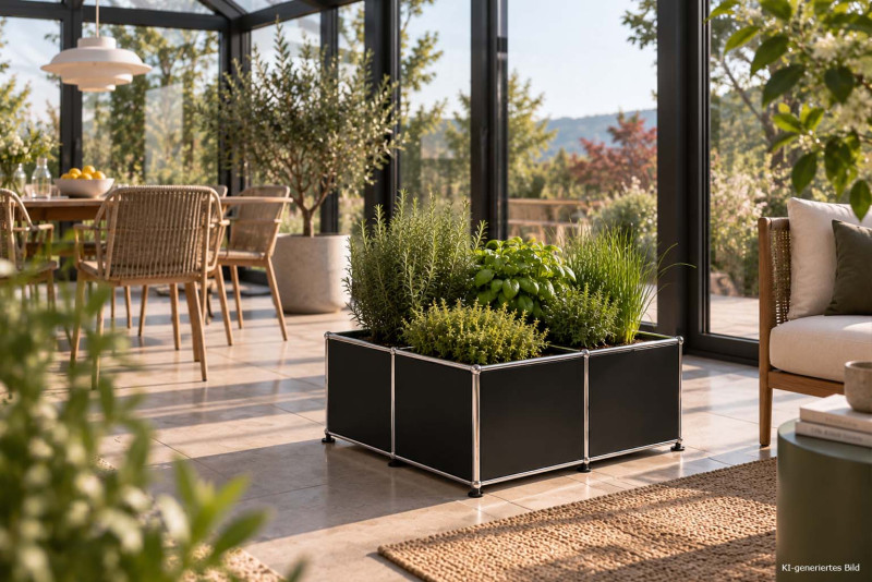 USM Haller Pot de Fleurs Noir Graphite RAL 9011