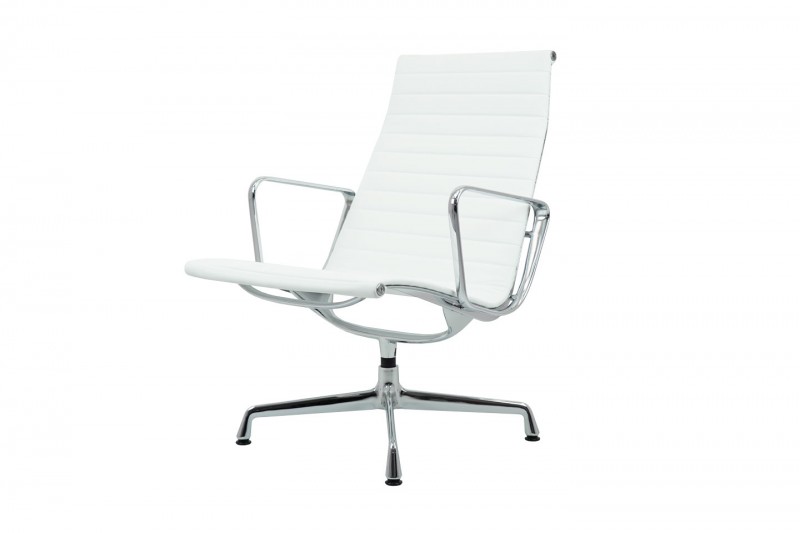 Vitra Aluminium Group Chair EA 115 Fauteuil Cuir / Blanc