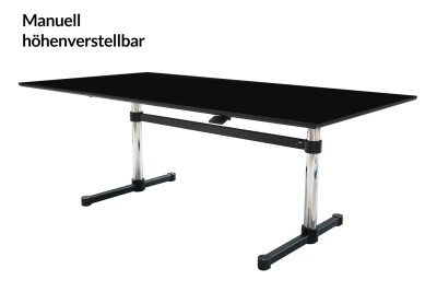 Bureau réglable en hauteur USM Kitos M Résine / Noir 200 x 100 cm