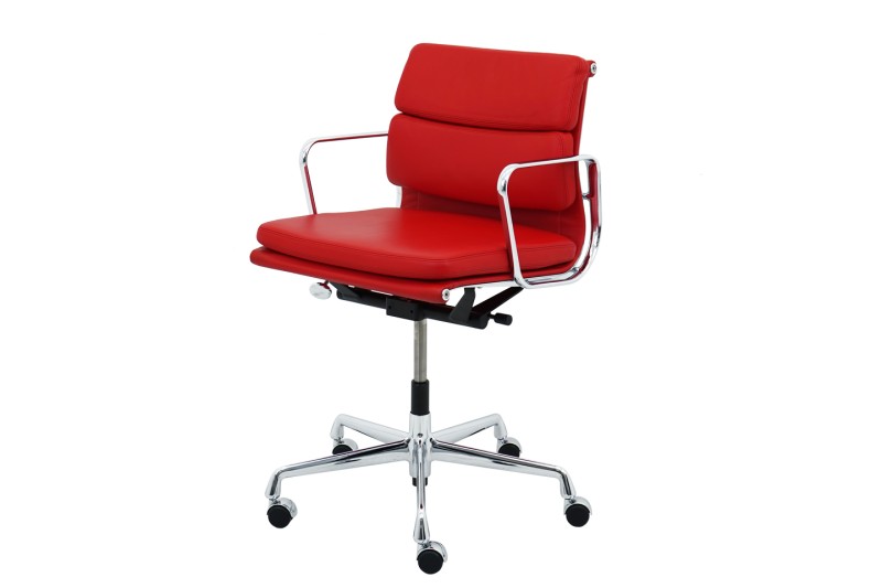 Vitra Soft Pad EA 217 Silla Giratoria de Oficina Piel / Rojo