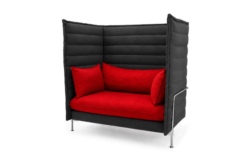 Vitra Alcove Highback Love Seat Fabric / Red / Teal