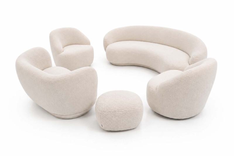 Lounge-Set Stoff / Cremeweiß
