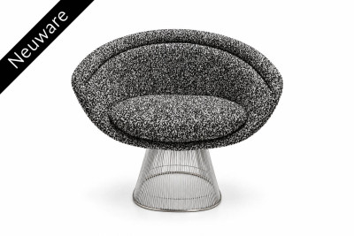 Knoll International Platner Lounge Chair Stoff / Schwarz / Weiß