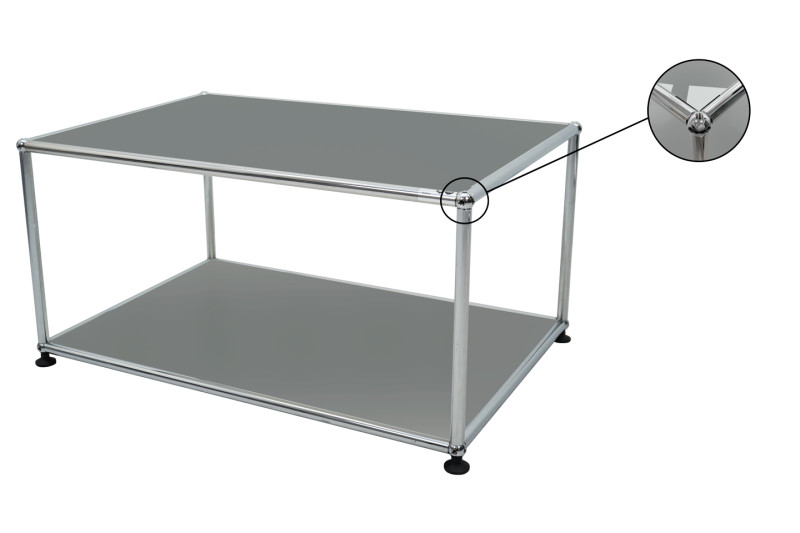 USM Haller Beistelltisch Glas / Mittelgrau RAL 7005 75 x 50 cm