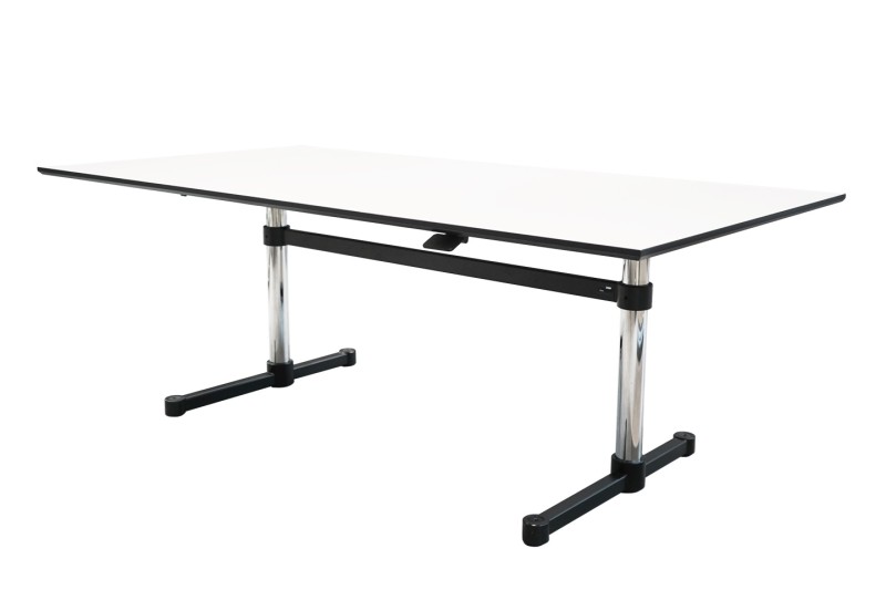 USM Kitos M - manuell höhenverstellbarer Schreibtisch Kunstharz / Weiß 200 x 100 cm