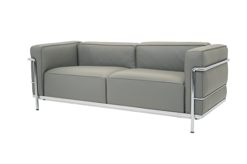 Cassina LC3 Le Corbusier 2-seater sofa leather / grey / grigio