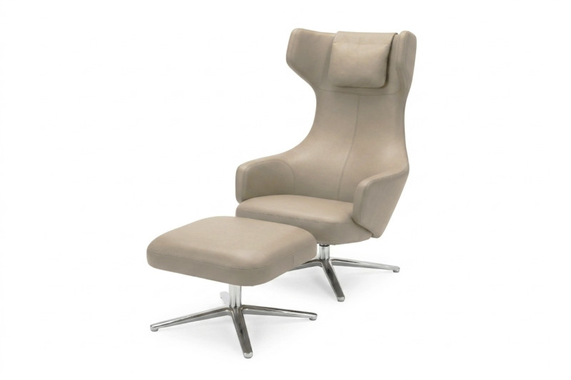 Vitra Grand Repos Sessel + Ottomane Leder / Beige