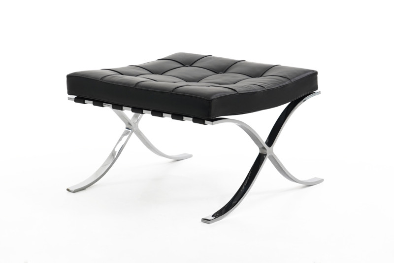 Knoll International Barcelona Hocker Leder / Schwarz