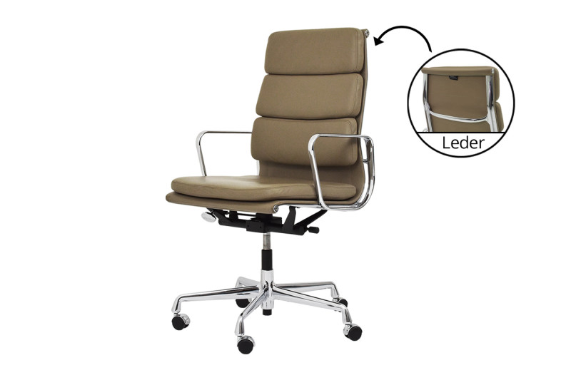 Vitra Soft Pad EA 219 Office Swivel Chair Leather / Brown / Taupe