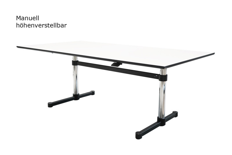 USM Kitos M - manuell höhenverstellbarer Schreibtisch Kunstharz / Weiß 200 x 100 cm