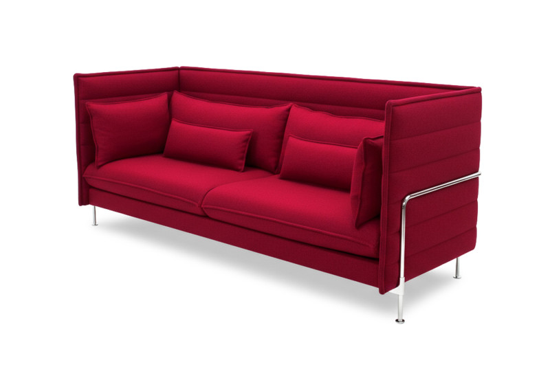 Vitra Alcove Lowback Three-Seater Stoff / Rot / Beere