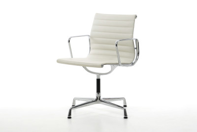 Vitra 108 Leder / Weiß / Hellgrau *drehbar*