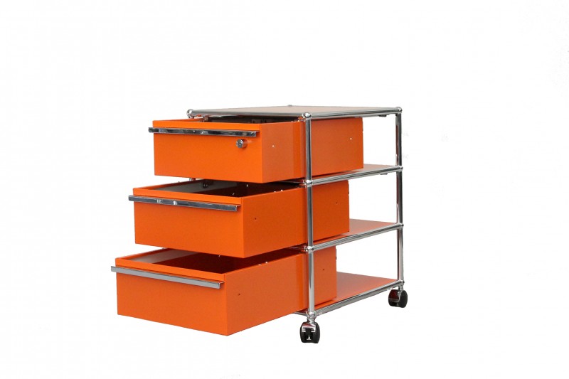 USM Haller Contenedor con Ruedas Naranja Puro RAL 2004