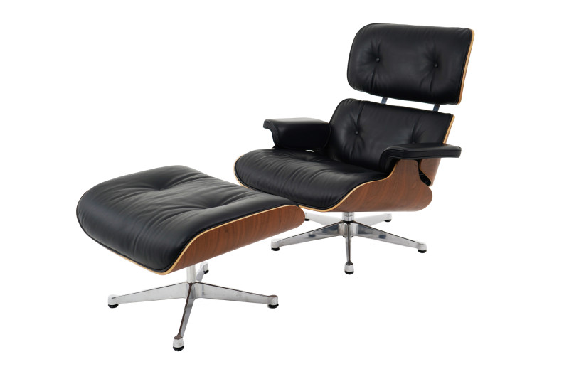 Vitra Eames Lounge Chair XL & Ottoman Leder / Schwarz