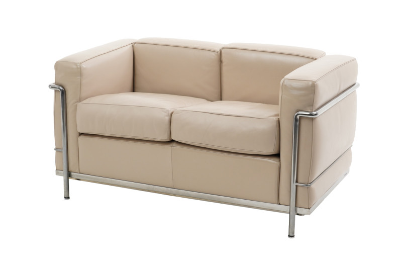 Cassina LC2 Le Corbusier Deux Places Canapé Cuir / Beige