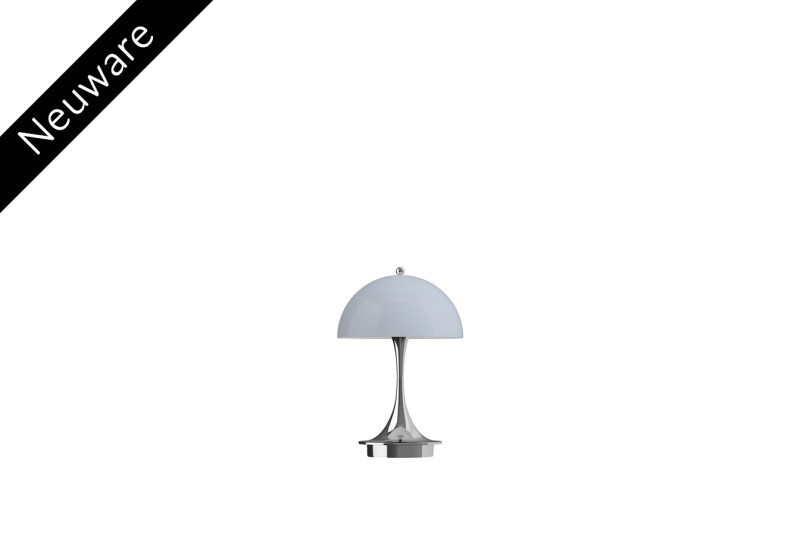 Louis Poulsen Panthella 160 Portable V3 (In- & Outdoor) Tischlampe / Chrome Opal Blue Grey