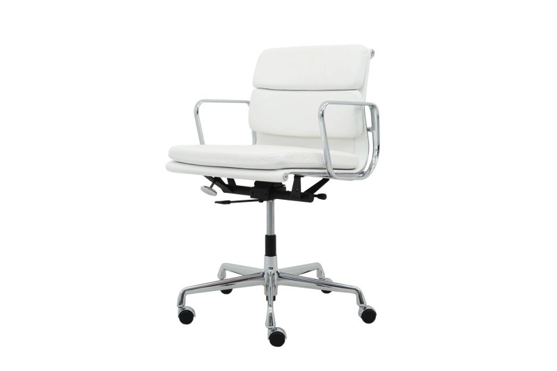 Vitra Soft Pad EA 217 Siège Pivotant de Bureau Cuir / Blanc