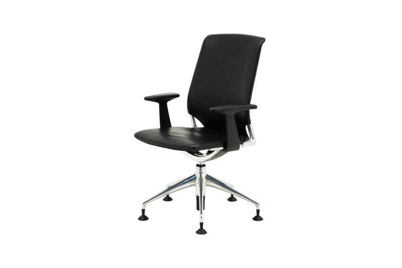 Vitra Meda Chair Besucherstuhl Leder / Schwarz