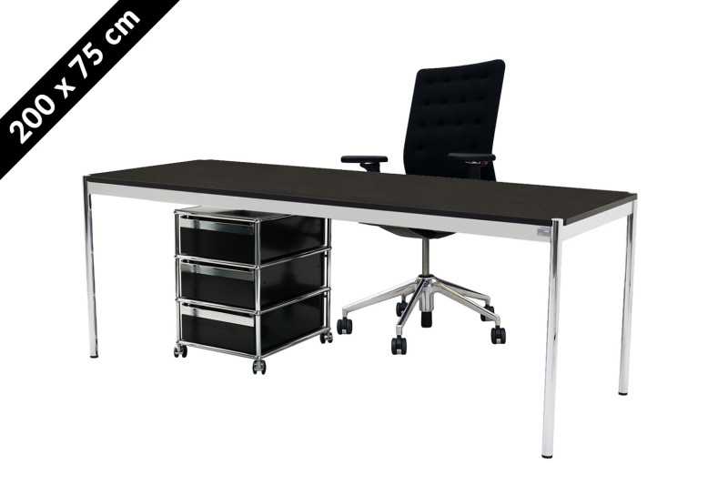 USM Haller Tisch & Rollcontainer - Vitra ID Trim - 200 x 75 cm