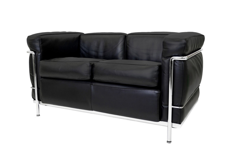 Cassina LC2 Le Corbusier 2-er Sofa Leder / Schwarz