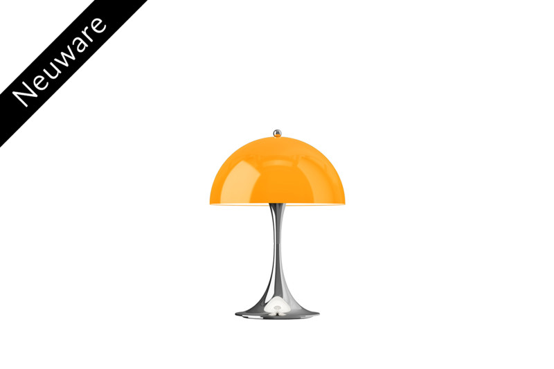 Louis Poulsen Panthella "The Originals" V3 Mini 250 (In- & Outdoor) Tischlampe / Chrome Opal Orange
