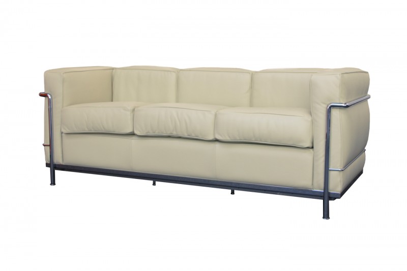 Cassina LC2 Le Corbusier Trois Places Canapé Cuir / Beige