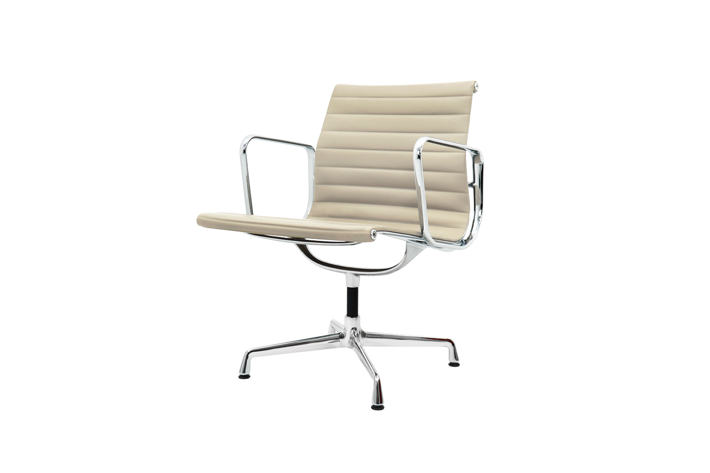 Vitra Aluminium Chair EA 107 Visitor Chair Leather Cream White