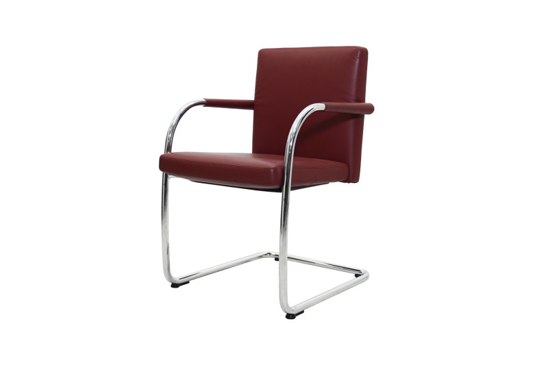 Vitra VisaSoft Chaise Cantilever Cuir / Rouge