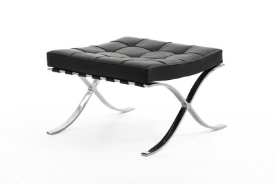 Knoll International Barcelona Hocker Leder / Schwarz