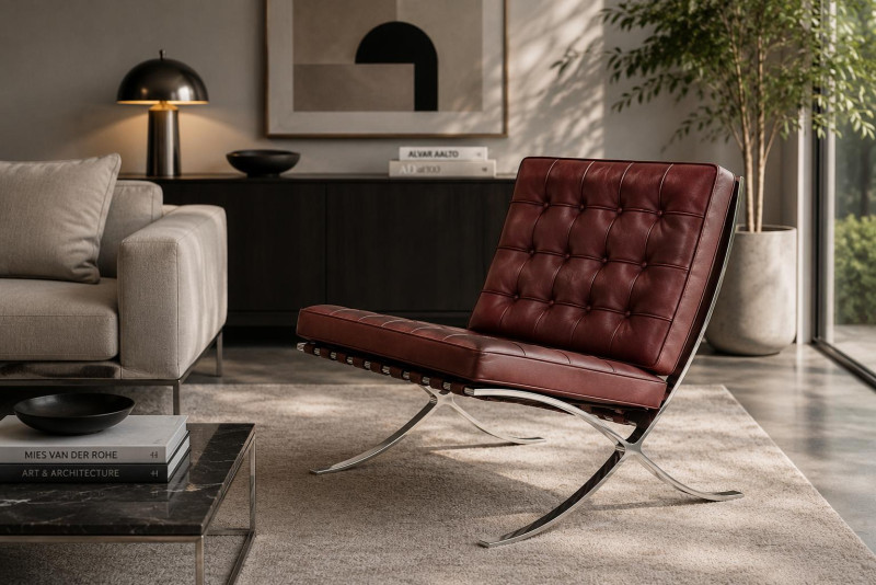 Knoll International Barcelona Sessel Leder / Dunkelbraun