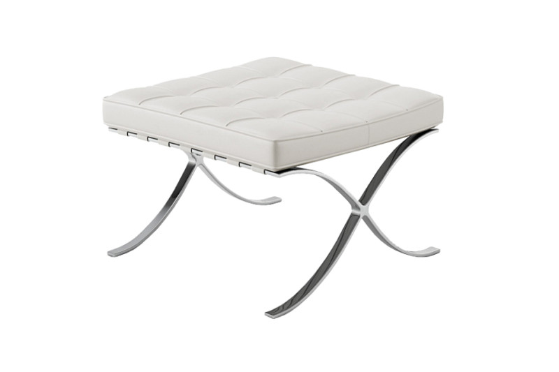 Knoll International Barcelona Hocker Leder / Weiß