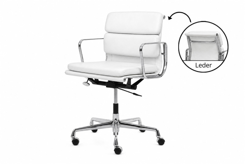 Vitra Soft Pad EA 217 Bureaudraaistoel Leder / Wit