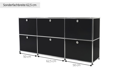 USM Haller Sideboard noir graphite RAL 9011 *62,5 cm de largeur de compartiment*