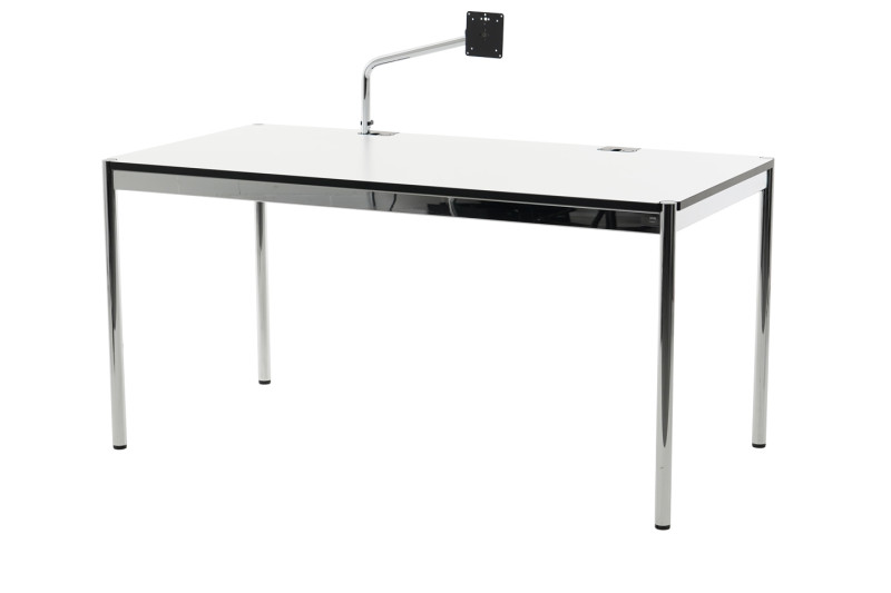 USM Haller Schreibtisch Advanced Kunstharz / Perlgrau / Weiß 150 x 75 cm