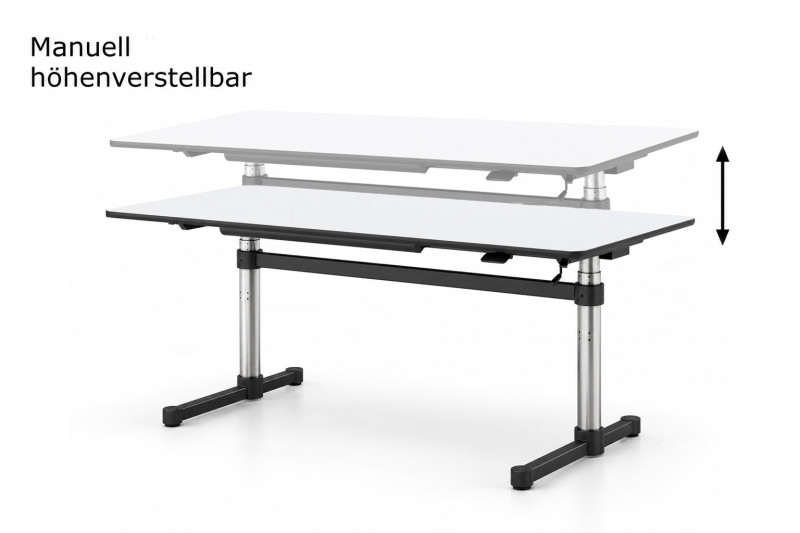 USM Kitos M - man. höhenverstellbarer Schreibtisch Kunstharz / Weiß 175 x 75 cm
