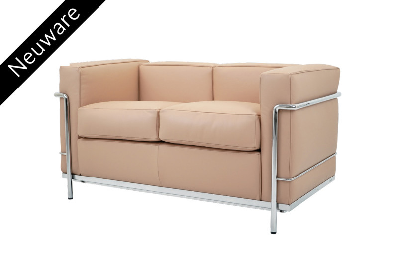 Cassina LC2 Le Corbusier Deux Places Canapé Cuir / Abricot