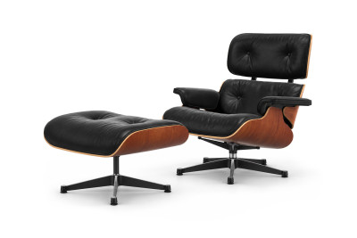 Vitra Eames Lounge Chair & Ottoman Leder / Schwarz