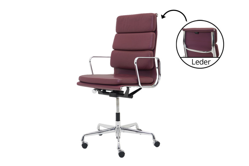Vitra EA 219 Leather / Red / Brown (aubergine)