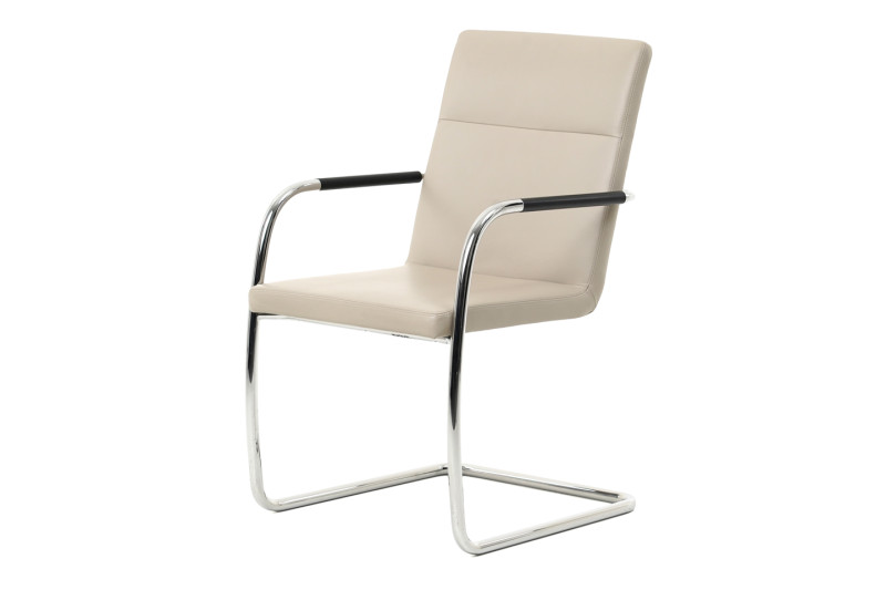 Thonet S 61 V Freischwinger Leder / Hell Beige
