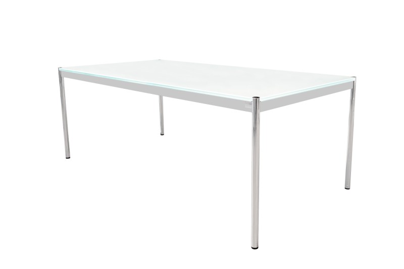 USM Haller Schreibtisch / Konferenztisch Glas / Weiß 200 x 100 cm