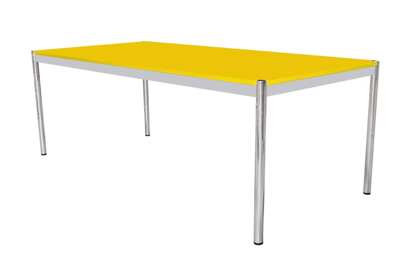 USM Haller Bureau / Table de Conférence Verre / Jaune 200 x 100 cm