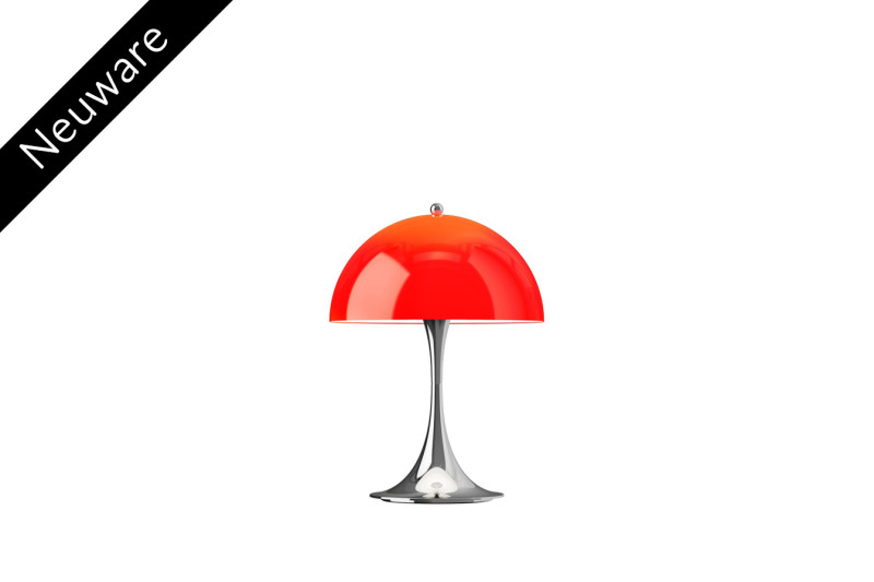 Louis Poulsen Panthella "The Originals" V3 Mini 250 (In- & Outdoor) Tischlampe / Chrome Opal Rot