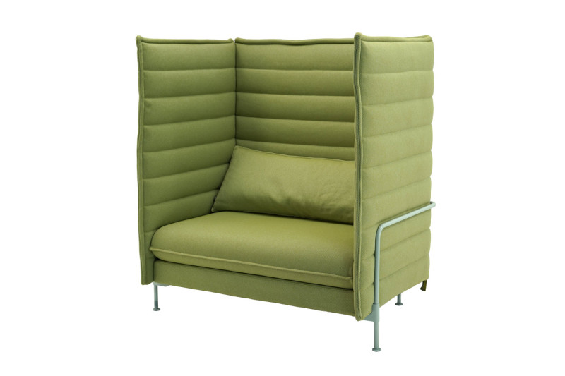 Vitra Alcove Highback Love Seat Tejido / Verde / Blanco