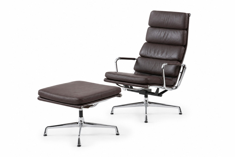 Vitra EA 222 & Ottomane EA 223 Leder / Braun
