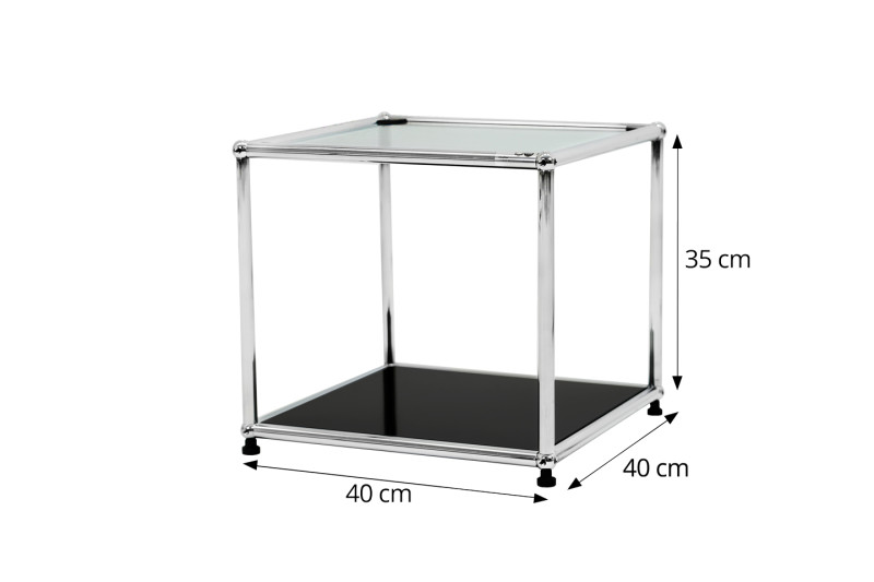 USM Haller side table 40 x 40 cm graphite black RAL 9011 / clear glass