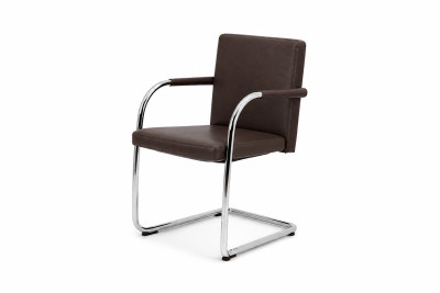 Vitra VisaSoft Freischwinger Leder / Braun *nicht stapelbar*